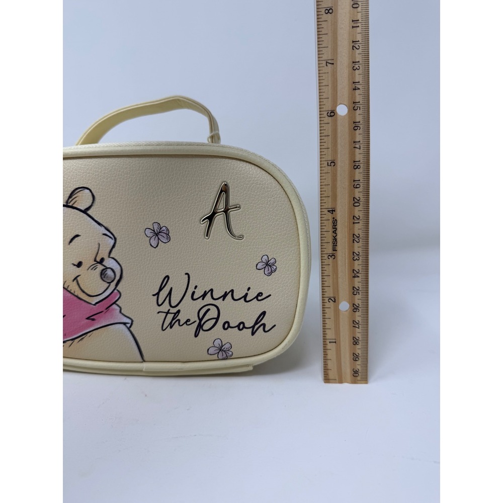 Disney Winnie the Pooh "Initial A" Cosmetic Bag Cream Faux Leather Travel Pouch - Picture 6 of 6
